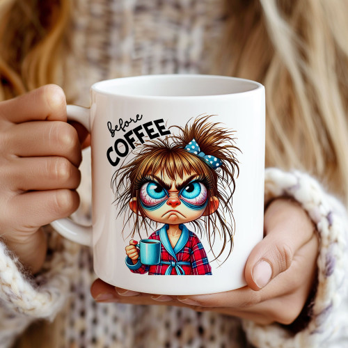 Humorous Mug – Before Coffee vs. After Coffee Cartoon Design | 11oz